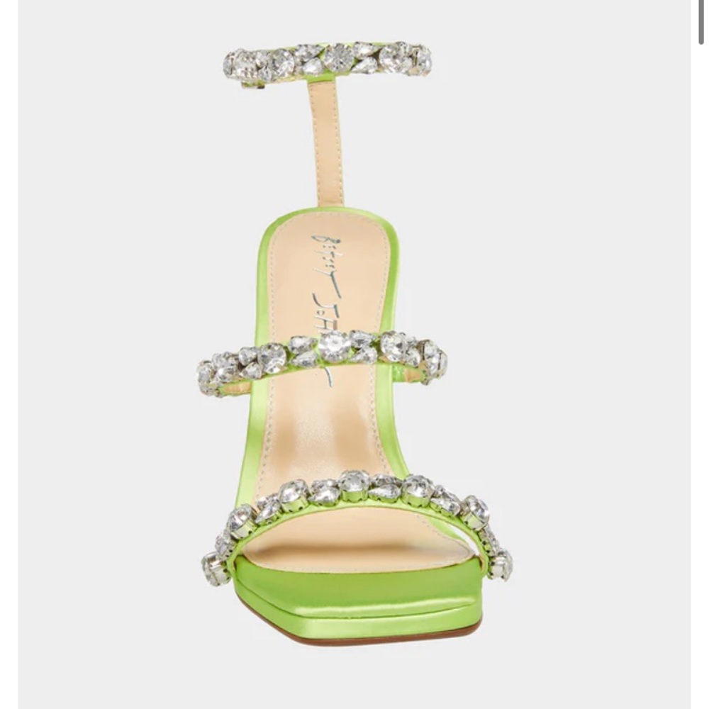 NEW Betsy Johnson SB-Perry Citron Rhinestone Strap Heels - Picture 3 of 6
